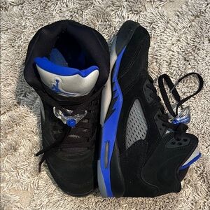 Jordan Kids Black and Royal Blue Basketball Sneakers
